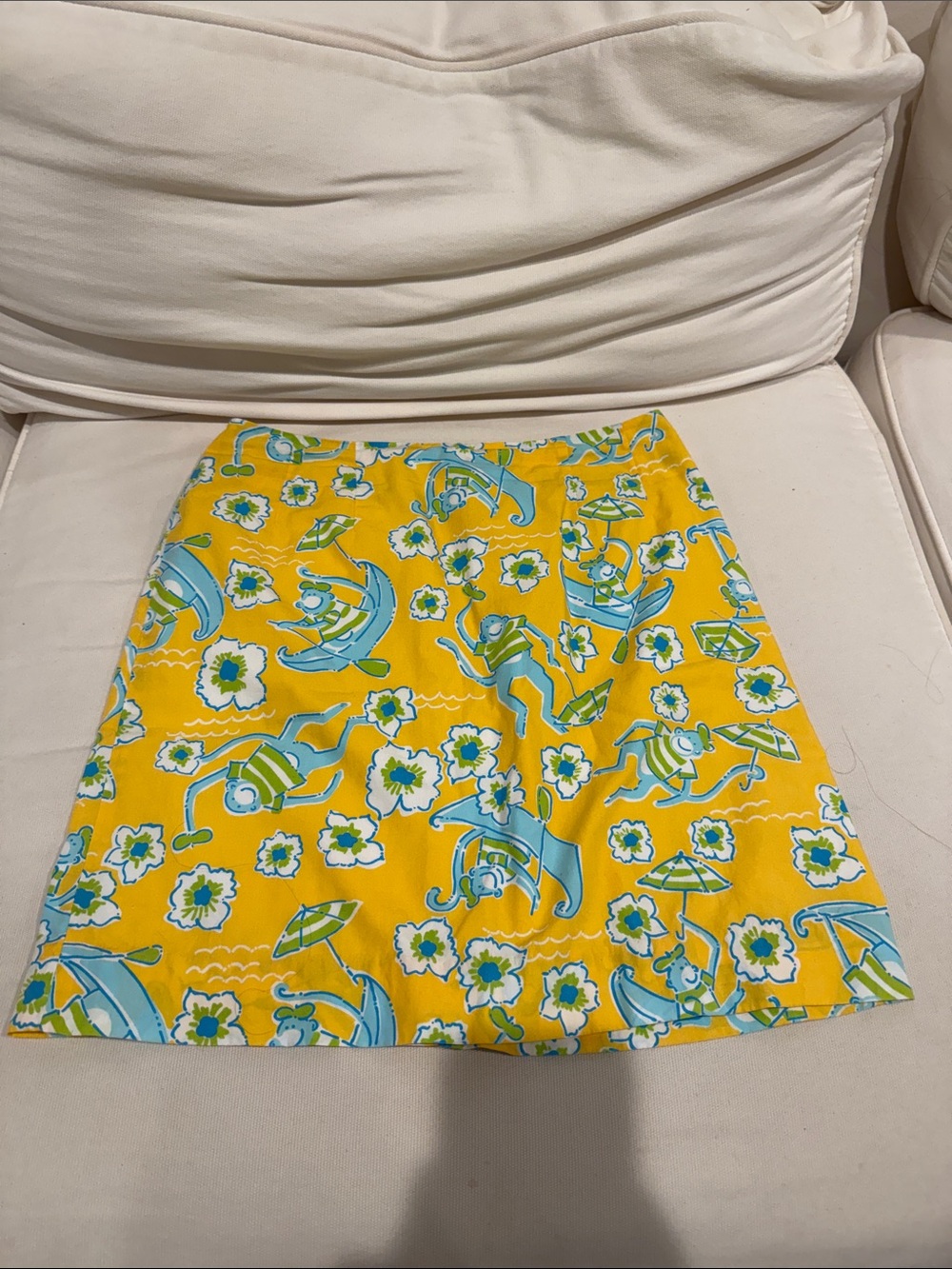 YELLOW AND BLUE MONKEY SKIRT